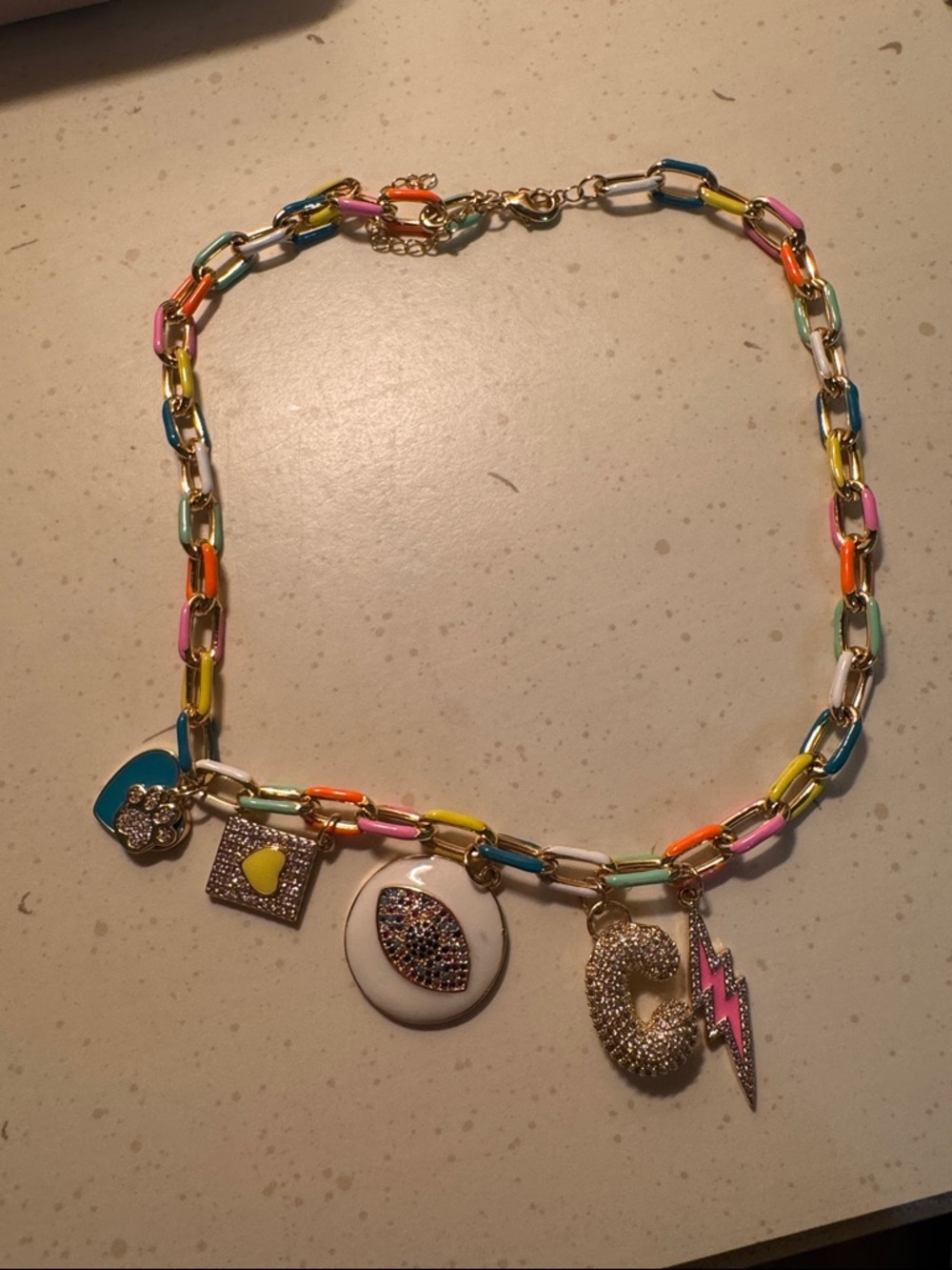 Multicolor Enamel Charm Necklace